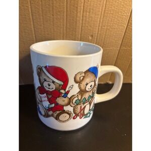 Vintage Christmas Teddy Bears Mug By Kun-Lun - Holiday Bear Family Scene